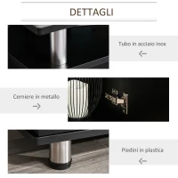 HOMCOM Mobile Porta TV Classico da Soggiorno con 2 ripiani e 2 Armadietti, in MDF e Acciaio Inox, Nero, 120x39.5x52cm(m-5)