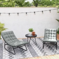 Outsunny Lot de 2 fauteuils à bascule extérieur avec coussins épais, siège tissu textilène respirant et cadre en acier, gris(m-8)