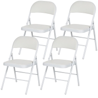 HOMCOM Lot de 4 chaises pliantes chaises de salle à manger portables cadre en acier dim. 45l x 46P x 78H cm blanc