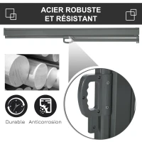 Outsunny Store latéral brise-vue paravent rétractable 3 x 1,6 m métal polyester imperméable anti-UV haute densité 180 g/m² noir(m-5)