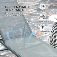 Outsunny Lot de 2 bain de soleil chaise longue pliante textilène transat jardin extérieur inclinable 54 x 164 x 84 cm gris clair(m-5)