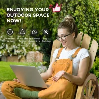 Outsunny Wooden Adirondack Rocking Chair Reclining Armchair Outdoor Garden Furniture Patio Porch Rocker - Natural(m-5)