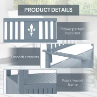 Outsunny Two-Seater Wooden Storage Bench - Grey(m-6)