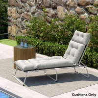 Outsunny Coussin bain de soleil épais coussin chaise longue 190 x 56 x 10 cm, UPF20+, matelas transat six attaches, gris clair(m-9)