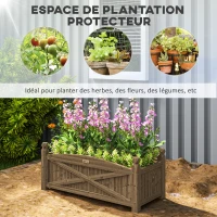 Outsunny Jardinière en bois, carré potager extérieur bois avec trous de drainage, 90 x 39 x 37 cm, marron foncé(m-4)