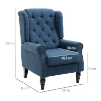 HOMCOM Wingback Accent Chair, Retro Upholstered Button Tufted Occasional Chair for Living Room and Bedroom, Blue(m-3)