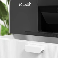 PawHut Hooded Cat Litter Box, Kitten Litter Tray, with Lid, Scoop, Filter, Flap Door, Light Grey(m-8)