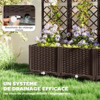 Outsunny Jardinière avec treillis lit surélevé de jardin jardinière extérieure avec 8 trous de drainage 120 x 40 x 135 cm marron(m-6)