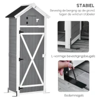 Outsunny Houten Tuinhuis, Grote, Functuele & Stijlvolle Tuinhouten Kast in Grijs Vurenhout 78x52.5x182cm(m-5)