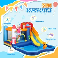 AIYAPLAY 5 in 1 Bouncy Castle for Children with 550W Blower, Water Slide, Splash Pool, Jumping Area, Climbing Wall, Cannon(m-4)