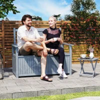 Outsunny Two-Seater Wooden Storage Bench - Grey(m-2)