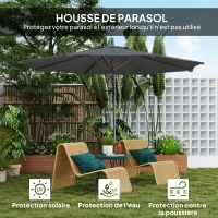 Outsunny Parasol déporté octogonal rabattable diamètre 3 m parasol de jardin avec pied en croix gris foncé(m-7)
