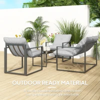 Outsunny Four-Piece Relaxed Back Garden Dining Set - Black/Light Grey(m-6)