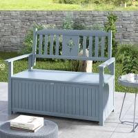 Outsunny Two-Seater Wooden Storage Bench - Grey(m-7)