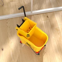 HOMCOM Wiadro do Mopa na Kołach z Wyciskaczem, Uchwytem na Mopa, 36 Litry, Plastik, Żółty(m-8)