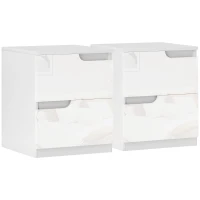 HOMCOM High Gloss Bedside Table Set of 2 - White(m-1)