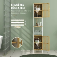 HOMCOM Meuble Colonne Rangement Salle de Bain bicolore dim. 30L x 32l x 172H cm 2 placards avec étagère réglable + 2 niches(m-6)