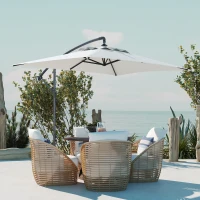 Outsunny Parasol déporté parasol rectangulaire extérieur manivelle et 6 baleines acier protection UV 294 x 193 x 250 cm(m-7)