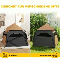 PawHut Haustierzelt, Hundezelt, klappbar, wetterbeständig, Hundehütte, für große Hunde, Dunkelbraun(m-6)