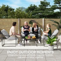 Outsunny Four-Piece Relaxed Back Garden Dining Set - Black/Light Grey(m-7)