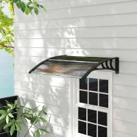 Outsunny 0.8 x 1 m Window Awning Door Canopy Modern Polycarbonate Cover Outdoor Rain Snow Sunlight Protection Hollow Sheet Brown(m-2)