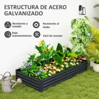 Outsunny Jardinera Elevada Rectangular de Acero Galvanizado para Cultivar Plantas Flores Hierba 180x90x30 cm Gris Oscuro(m-5)