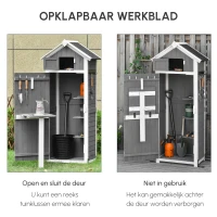 Outsunny Houten Tuinhuis, Grote, Functuele & Stijlvolle Tuinhouten Kast in Grijs Vurenhout 78x52.5x182cm(m-6)