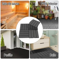 Outsunny Set de 9 Baldosas Cuadradas de 30x30 cm con Área de 0,81 m² Losetas Sistema de Clic para Balcón Terraza Jardín Negro(m-7)