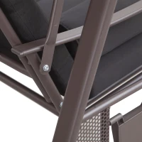 Outsunny Hollywoodschaukel für 3 Personen, neigbares Dach, Metallrahmen, braun+schwarz, 116 x 206 x 183cm(m-10)