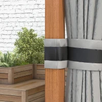 Outsunny Gartenpavillon mit festem Dach aus verzinktem Metall, Aluminiumrahmen, Vorhängen und Moskitonetzen, 3x4 m(m-5)