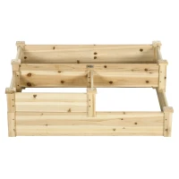 Outsunny Hochbeet mit 3 Pflanzkästen, 3-stufiges Design, offenere Boden, 108 cm x 88 cm x 36 cm, Natur(m-10)