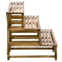 Outsunny Pflanzentreppe, Blumentreppe, Blumenregal, Pflanzregal, Blumenständer, 3 Stufen, Tannenholz, 120 x 80 x 78cm(m-11)