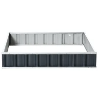 Outsunny Hochbeet aus Stahl 3-stufige Gartenbeet mit T-Form-Pflanzenschilder Handschuhe Pflanzenbeet Kräuterbeet Blumentreppe für Balkon Garten Dunkelgrau 118 x 118 x 62 cm(m-10)