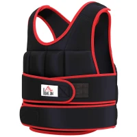 HOMCOM Gilet lesté réglable veste lestée 20 Kg max. poids amovibles entrainement musculation exercice boxe oxford noir rouge(m-6)