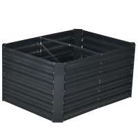 Outsunny Hochbeet, Pflanzkasten mit erweiterbarem Stützgitter, Stahl, dunkelgrau, 120 x 90 x 59 cm(m-10)