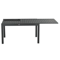 Outsunny Gartenmöbel-Set ausziehbarer Tisch 135-270 cm aus Aluminium und Textilene 6-10 Personen 8 stapelbare Stühle Grau(m-4)