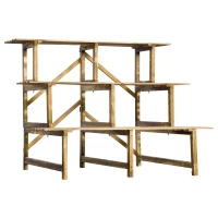 Outsunny Pflanzentreppe, Blumentreppe, Blumenregal, Pflanzregal, Blumenständer, 3 Stufen, Tannenholz, 100 x 80 x 78cm(m-9)