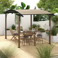 Outsunny Pergola Gartenpavillon mit Thekenplatte bogenförmiges Dach - Aluminium- und Stahlrahmen Abm. 4L x 2,6B x 2,4H m(m-5)