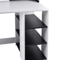 HOMCOM Computertisch mit Multimedia-Aufbewahrung Design mehrere Aufbewahrungsmöglichkeiten 137 L x 55 B x 92 H cm Schwarz und Weiß(m-4)