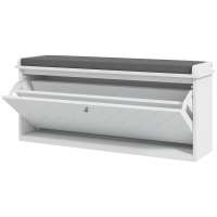 HOMCOM Schuhablagebank mit klappbarer Schublade, Sitzkissen und verstellbarem Regal, 100 x 26 x 44,5 cm, weiß