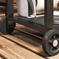 HOMCOM Gartenwagen aus Stahl Servierwagen mit Rollen und Arbeitsfläche 135 x 55 x 86,5 cm Schwarz(m-4)