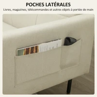 HOMCOM Schlafsofa 3-Sitzer, Schlafcouch mit verstellbarer Rückenlehne, modernes Stoffsofa, Beige(m-4)