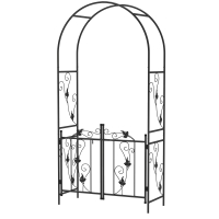 Outsunny Gartenbogen aus Stahl Rosenbogen mit Doppeltor zur Dekoration von Zeremonien 107 x 45 x 217 cm schwarz