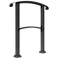 Outsunny Treppengeländer 1 bis 3 Stufen Geländer für Treppe verstellbar 0-45° mit Montagesatz 71 x 8 x 148 cm Schwarz