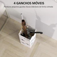 HOMCOM Suporte para Guarda Chuva de Aço com 4 Ganchos e Bandeja de Gotejamento Amovível 15,5x15,5x41 cm Branco(m-5)