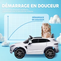 AIYAPLAY Elektrisches Kinderfahrzeug lizenziert als Aston Martin DBX Elektrofahrzeug 12V Fernbedienung 106 x 62 x 51,5 cm weiß(m-5)