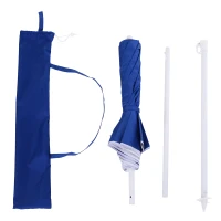 Outsunny Strandsonnenschirm neigbar achteckig Ø 160 cm Polyesterstoff mit hoher Dichte UV-Schutz abnehmbarer Mast Transporttasche inklusive blau(m-4)