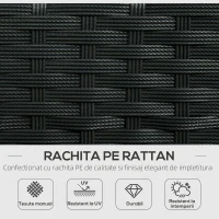 Outsunny Set de Gradina 4 Piese din Ratan cu 2 Scaune, Fotoliu de Gradina cu 2 Locuri si Masuta Joasa de Cafea, Negru si Crem(m-5)