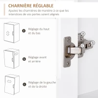 HOMCOM Küchenbuffet, Küchenschrank-Vitrine mit vielen Stauräumen, 3 Glasfronten mit Regal, 2 Fächer, große Arbeitsplatte, MDF weiß Eiche(m-4)