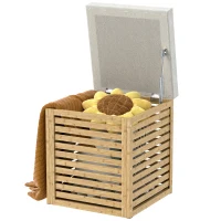 HOMCOM Aufbewahrungsbox Aufbewahrungshocker 54,76 L lamellenförmiges Design naturbelassener Bambusrahmen 40 x 40 x 47 cm Naturholz(m-1)